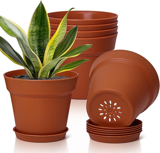 T4U 7.5 Inch Plant Pots 6 Pcs, Flower Pots by T4U