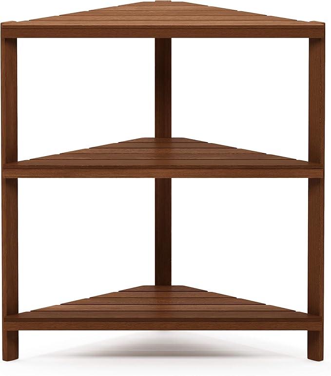 Furinno FG18445 Tioman Hardwood Patio Furniture Corner Shelf in Teak Oil - Image 3