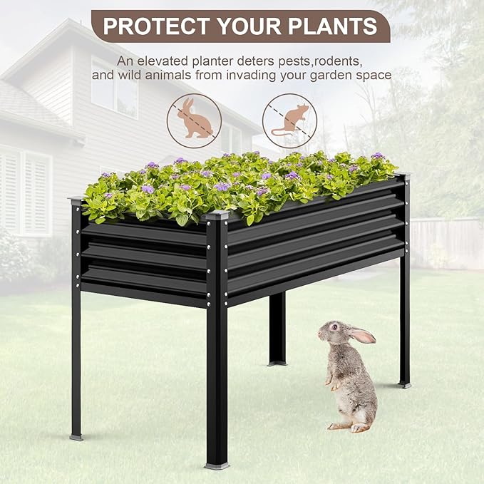 Raised Garden Bed with Legs, 48×24×32in Galvanized Raised Garden Beds Outdoor - Image 5