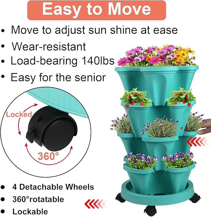 Vertical Planter 4 Tier Stackable Planters Garden Planters Strawberry Herb - Image 6