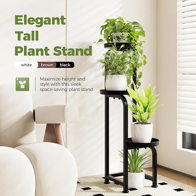 Bamworld Tall Plant Stand Indoor Outdoor, Corner Metal Flower Pot Stands - Image 2