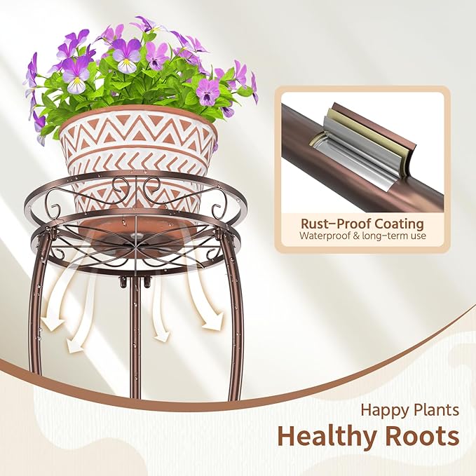 LASZOLA Bronze 3 Tier Tall Plant Stand - Image 6