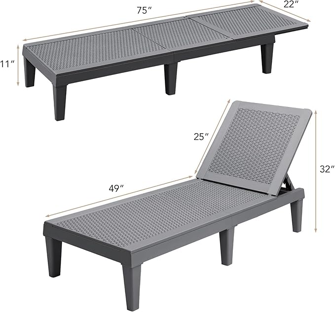 Devoko Outdoor Chaise Lounge Chair Set of 4 - Image 2