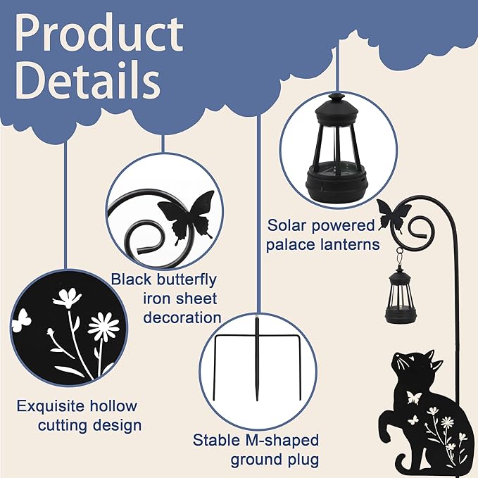 Solar Cat Lantern Garden Stakes - Image 4