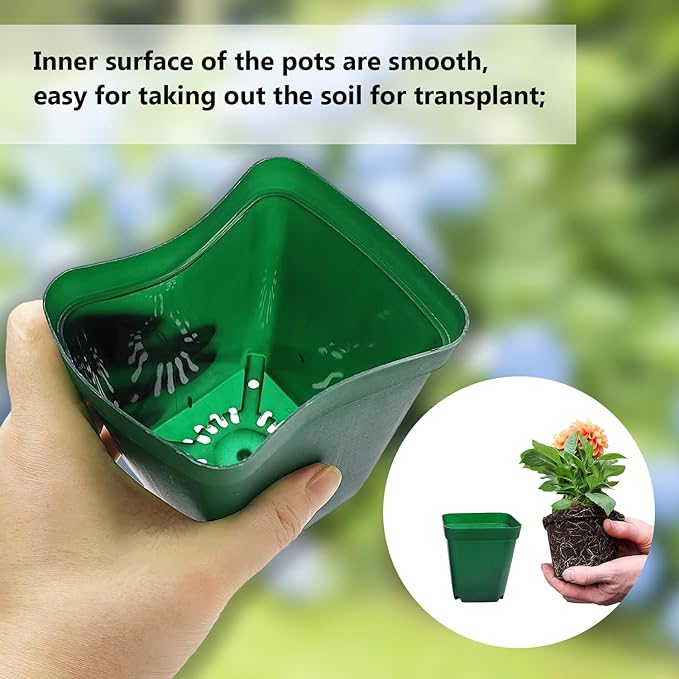 Square Nursery Seedling Pot 3.5 Inches 90 Pcs, Small Nursery Pot Plastic Thick - Image 3