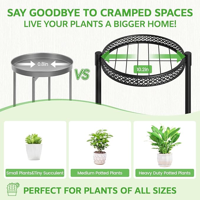 3 Tier Large Plant Stand Indoor Outdoor Clearance, Metal Flower Shelf Pot Holder - Image 3