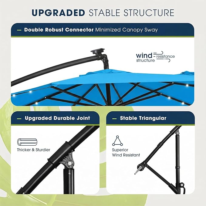 wikiwiki 10ft Solar LED Patio Umbrella - Image 7
