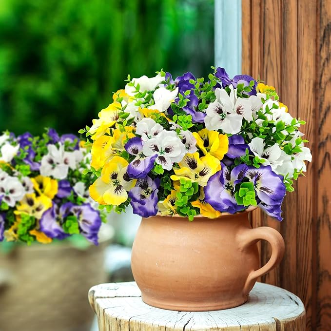 Pansies Artificial Flowers for Outdoors UV Resistant 12 Bundles Silk Pansy - Image 5