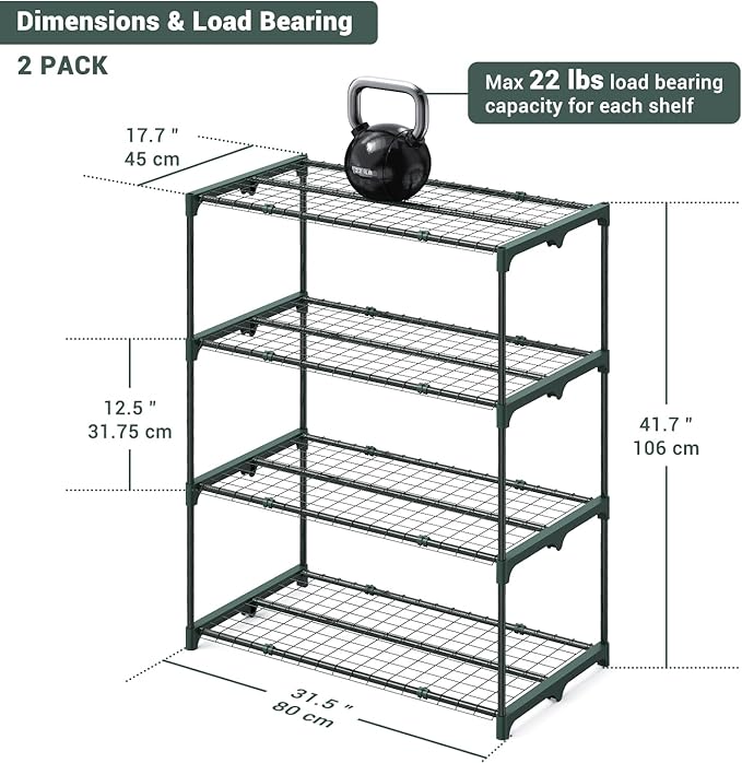 Ohuhu Plant Greenhouse Shelves 4 Tier 2 Pack Extra-Wide Stable Green House - Image 3