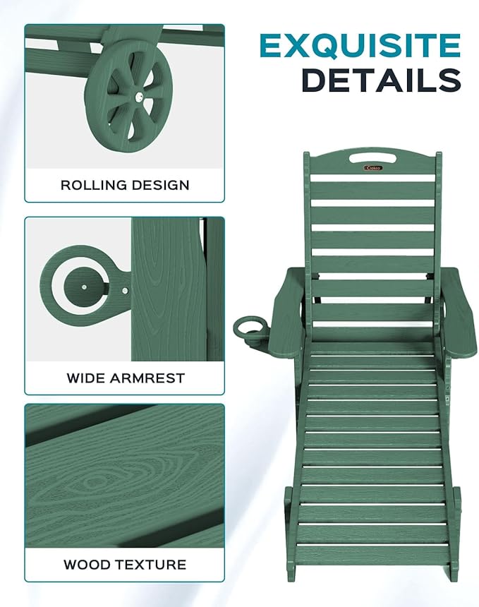 Outdoor Chaise Lounge Chair Set of 2, Patio Lounge Chairs - Image 5