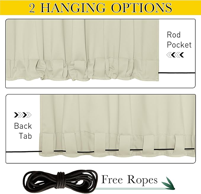 NICETOWN 2 Panels Waterproof Outdoor Curtains Fixed Grommet & Back Tab on Top & - Image 4