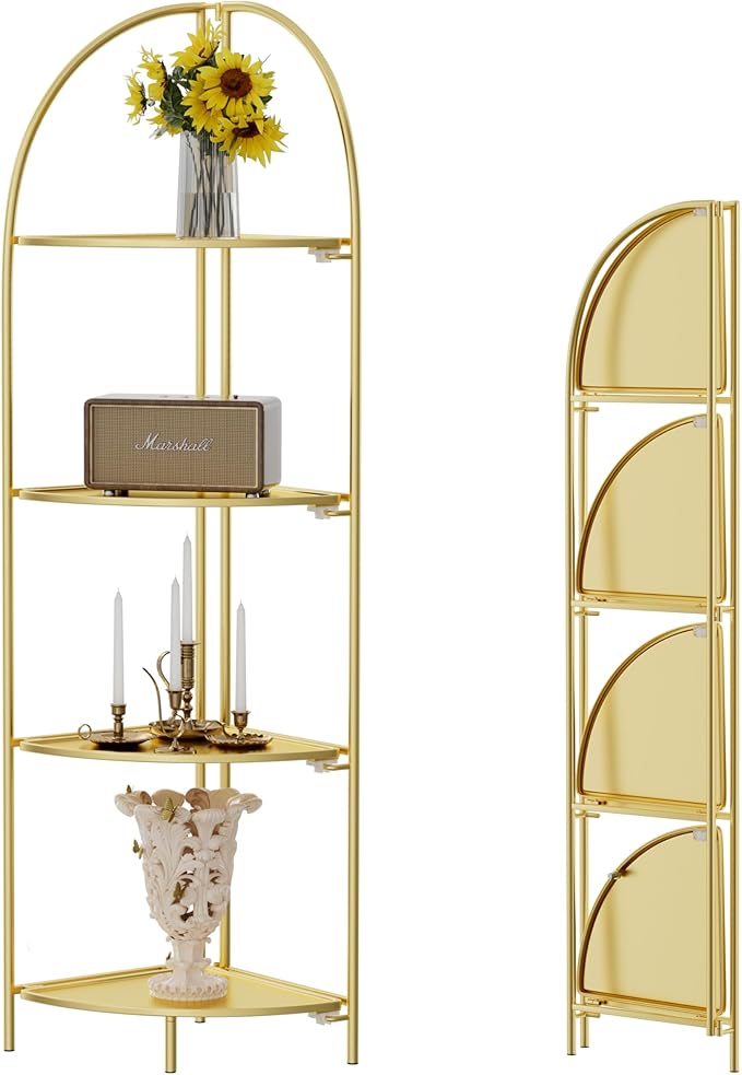 Crofy Foldable 4 Tier Corner Shelf, Metal Corner Plant Stand by CrofyLLC