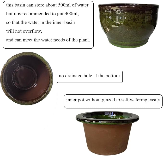 African Violet Pots Self Watering Round Ceramic Violet Pot - Image 4