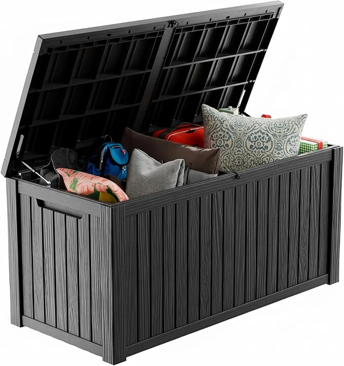 200 Gallon Waterproof Outdoor Storage Box, Resin Deck Box, Lockable Outside by MAIUSCOLI