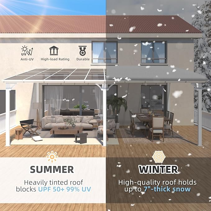 AECOJOY 20' x 12' White Gazebo Pergola, 12x20 Large Wall Mounted Lean to - Image 2