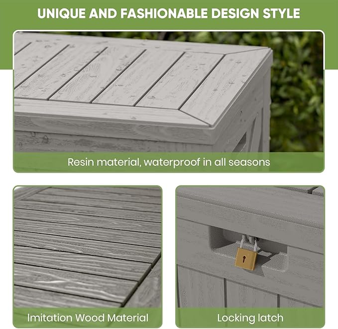 Patiowell 120 Gallon Large Deck Box, Outdoor Lockable Storage Box - Image 5