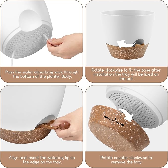 Plant Pots 10/9/8/7.5/7 inch, Self Watering Planters - Image 3