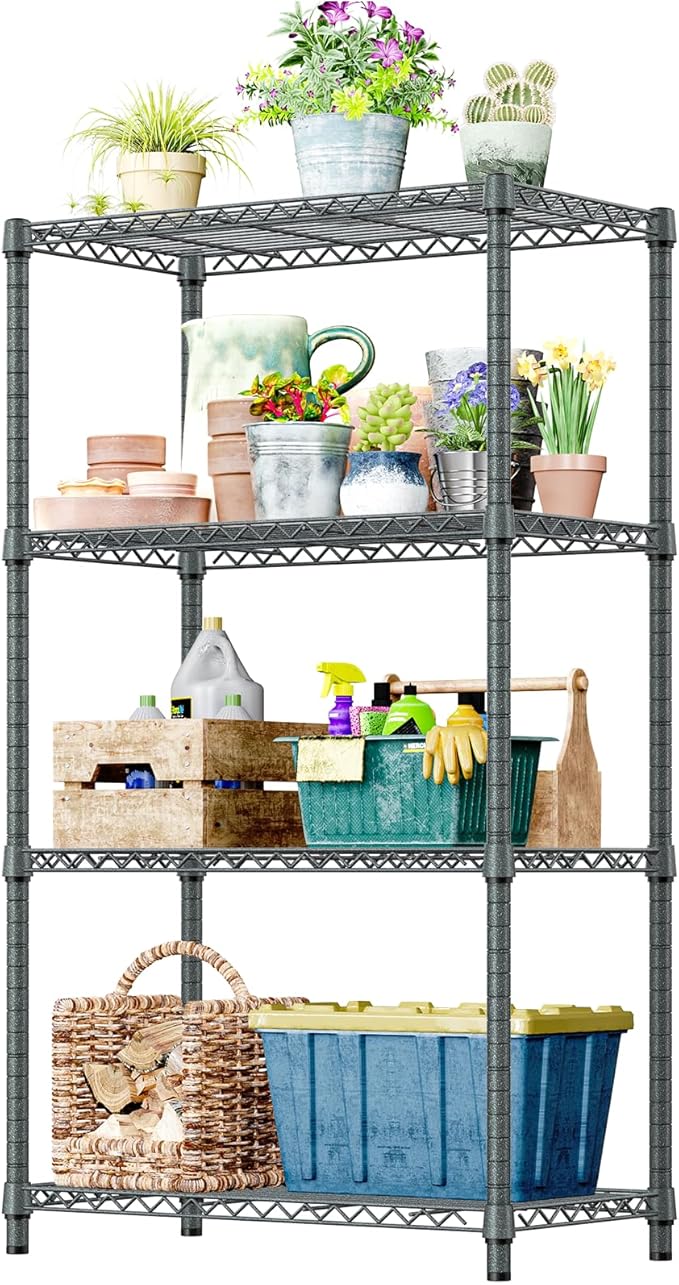 IZEUK 4-Tier Outdoor Metal Storage Shelving Unit, Heavy Duty Wire Rack Organizer by IZEUK