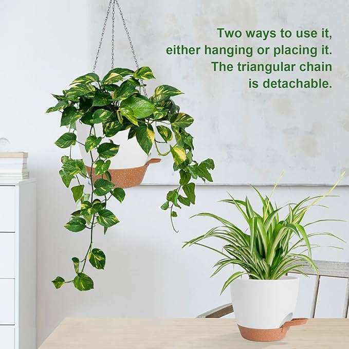 3 Pack Hanging Planter Indoor Outdoor Flower Pots 7/6.5/5 Inch, Self-Watering - Image 5