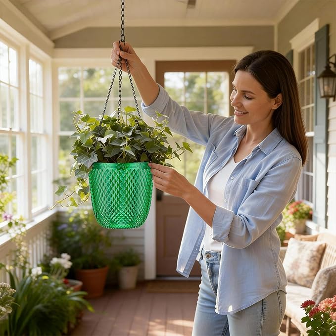 QCQHDU Self Watering Hanging Pots, 2 Pack 5.7 Inch Hanging Planters - Image 2