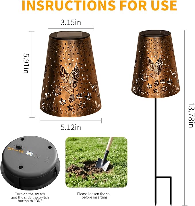 Solar Pathway Lights Outdoor, LED Bright Metal Retro Waterproof, Outside - Image 2