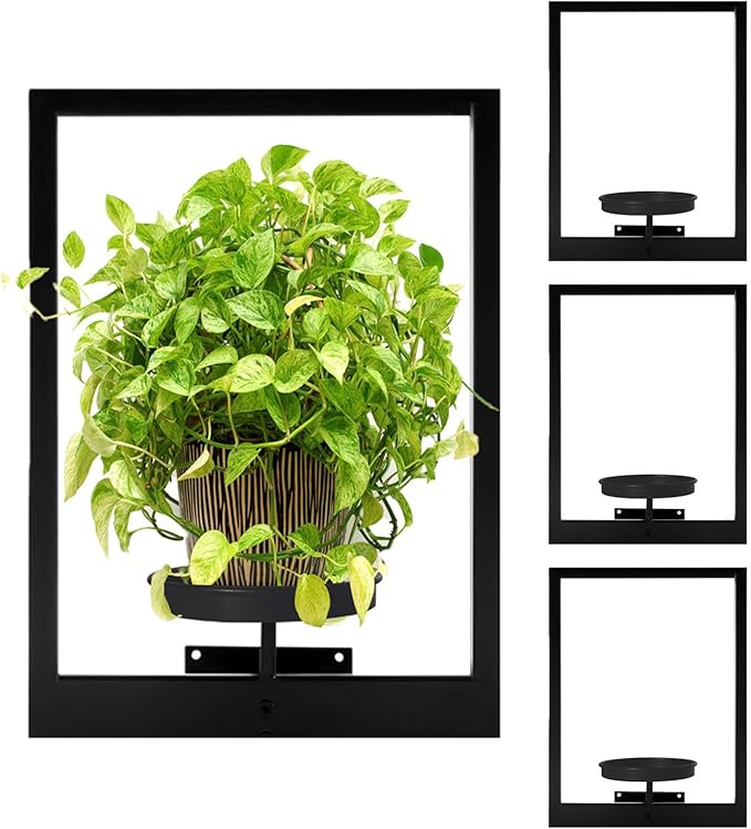 4 Pack Black Metal Indoor Window Plant Shelves Hanging Plant Shelves Picture by TECKED