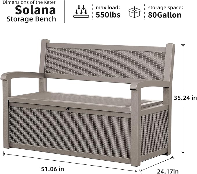 DRATO 75 Gallon Storage Bench Deck Box Outdoor Indoor, Lockable Durable - Image 2