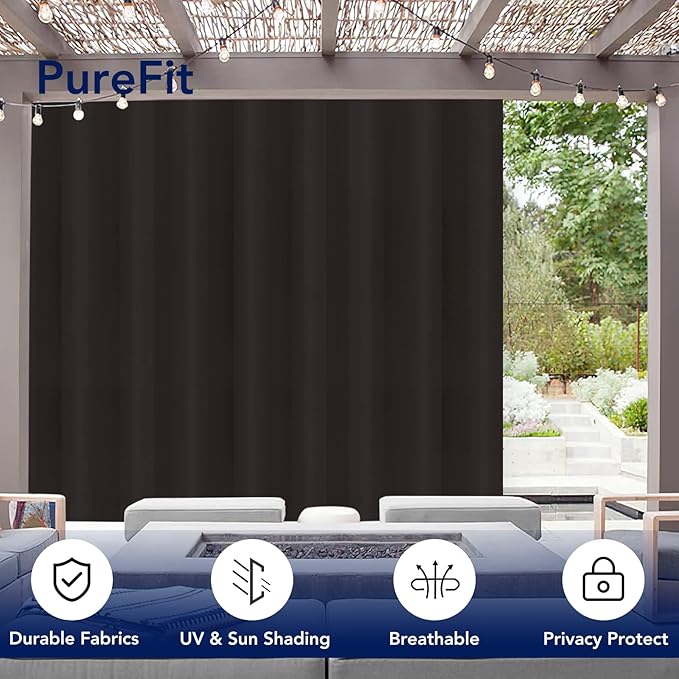 PureFit Outdoor Curtains for Patio Waterproof Weatherproof, UV Resistant - Image 3