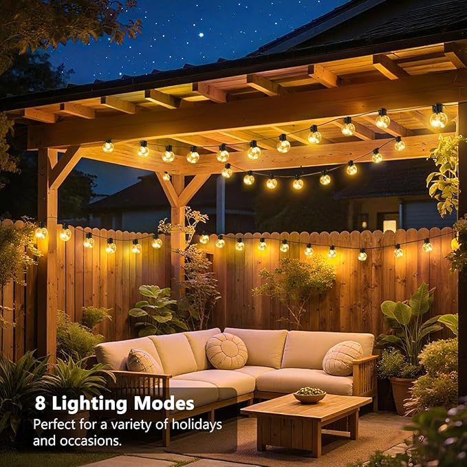 Outdoor String Lights Battery Operated, 22ft 20 LED Bulbs Hanging Lights - Image 2