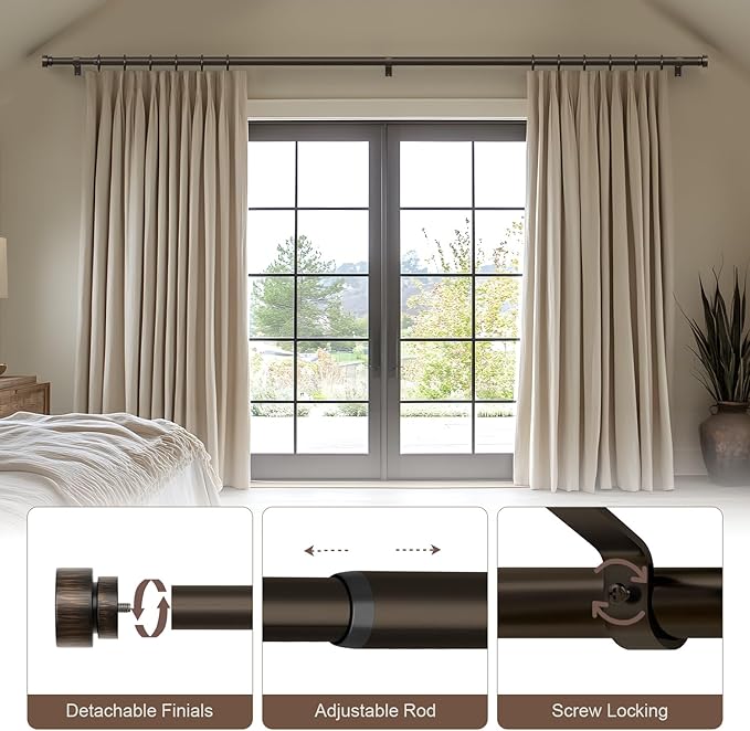 Modern Antique Brown Bronze Curtain Rods - Image 5