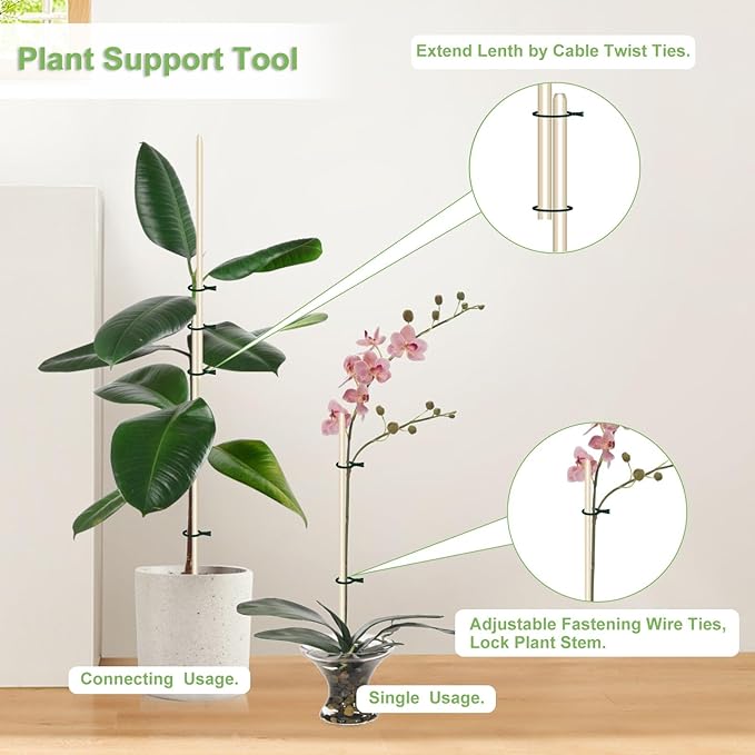 40 PCS Bamboo Plant Stakes 18 Inch, Wood Plant Support - Image 4