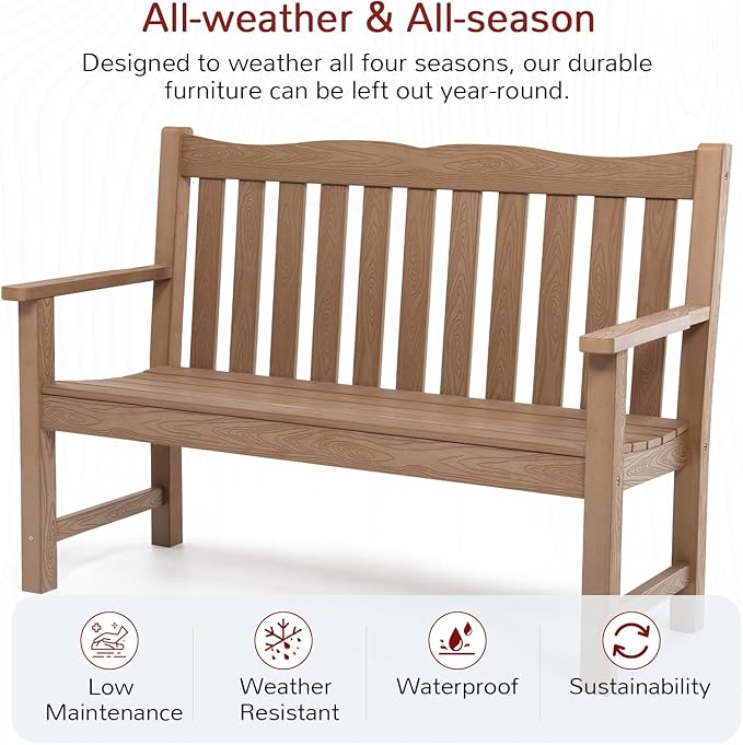 Stoog All-Weather Outdoor Bench, 2-Person Poly Lumber Garden Bench - Image 4