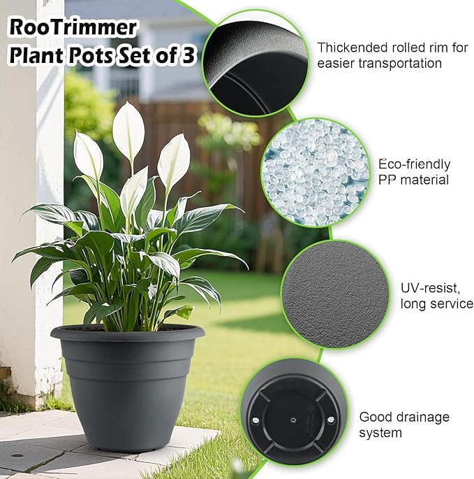 12 Inch Plant Pots, Large Planters - Image 4