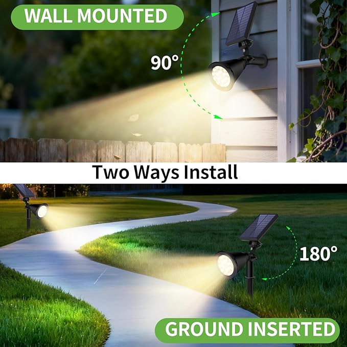 Solar Spot Lights Outdoor Waterproof, 18 LED Solar Powered Landscape Lighting - Image 4