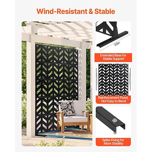 VEVOR Metal Privacy Screen, Outdoor Privacy Screens 5-Panel, Freestanding - Image 3