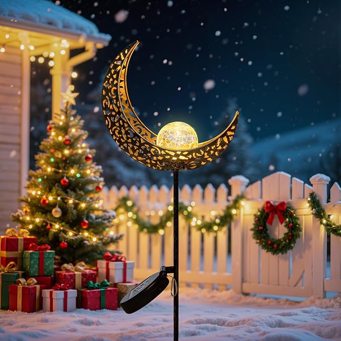 TAKE ME Moon Solar Lights for Women Garden Outdoor Decor Waterproof Metal Solar - Image 4