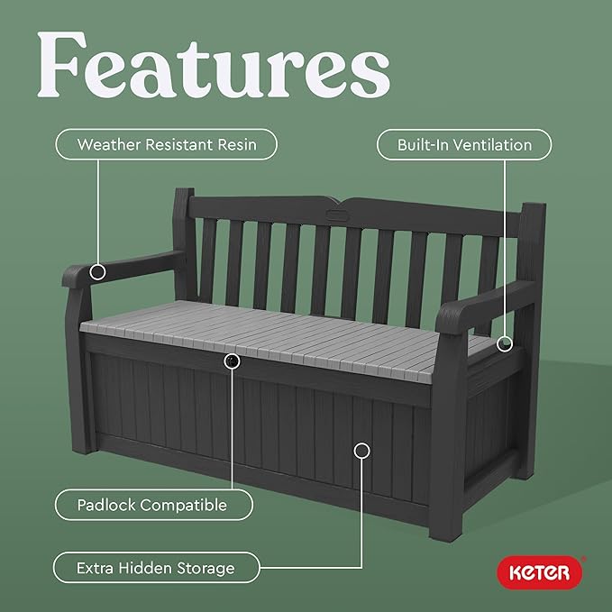 Keter Solana 70 Gallon Storage Bench Deck Box - Image 5