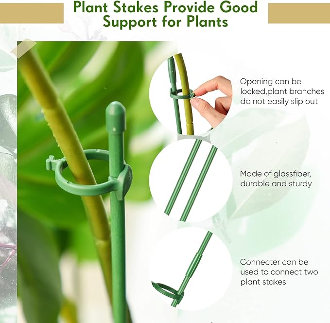 meekoo 60 Pcs Adjustable Garden Plant Support Stakes Single Stem Plant Cage - Image 6