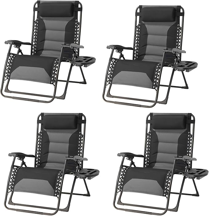 Zero Gravity Chair Set of 4 Oversized Padded Recliner by Unknown