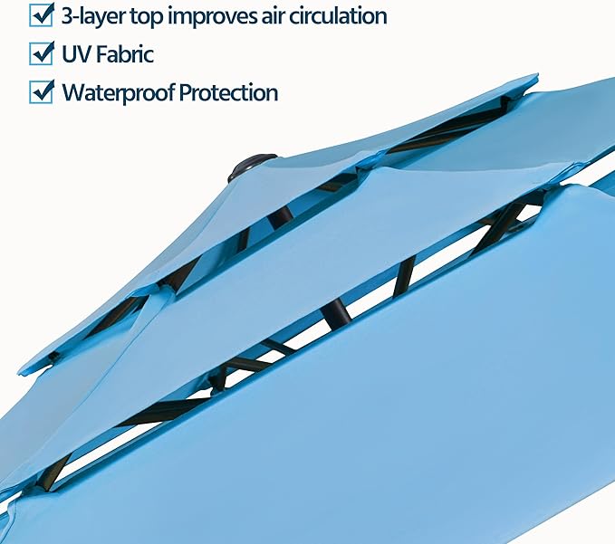 Yaheetech 3-Tier Patio Parasol 10ft Vented Outdoor Canopy Sun Shade Large - Image 3