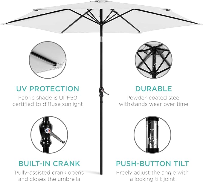 Best Choice Products 10ft Outdoor Table Compatible Steel Polyester Market Patio - Image 5