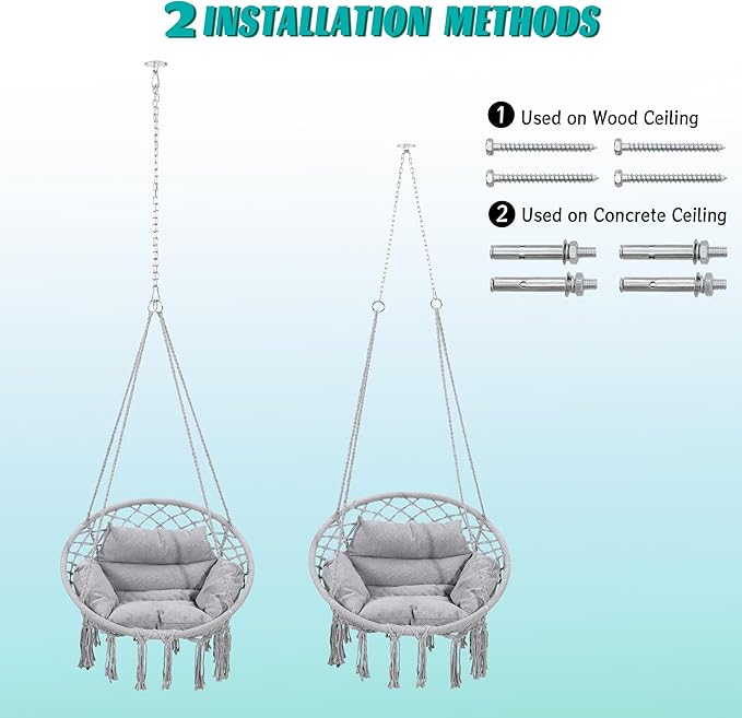 Macrame Hammock Hanging Swinging Chair - Image 6