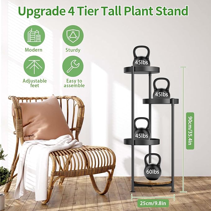 4 Tier Plant Stand Indoor Outdoor, Metal Flower Pot Shelf Holder Clearance - Image 7