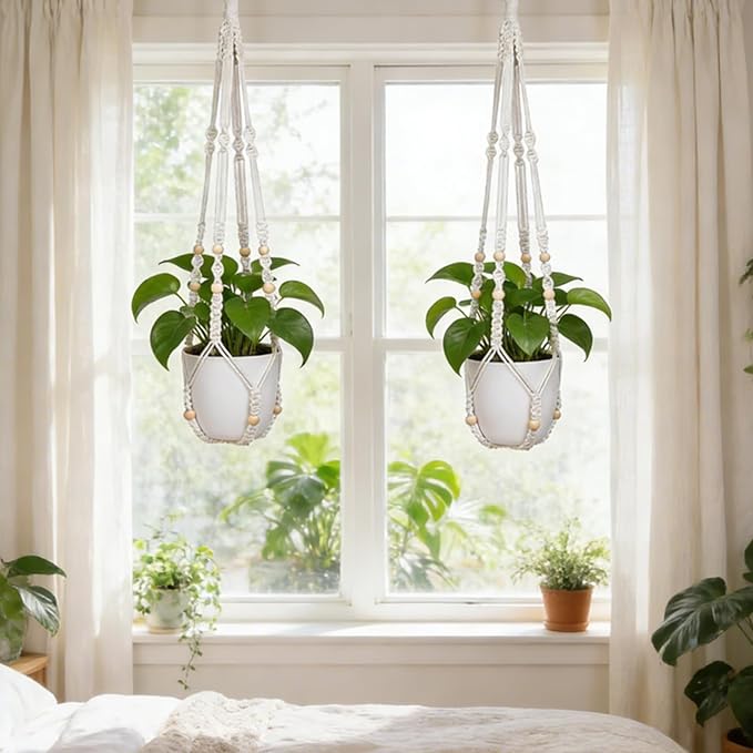 YIBOT Macrame Plant Hanger Indoor Outdoor, Heavy 20lb Planters, Extra Long - Image 7