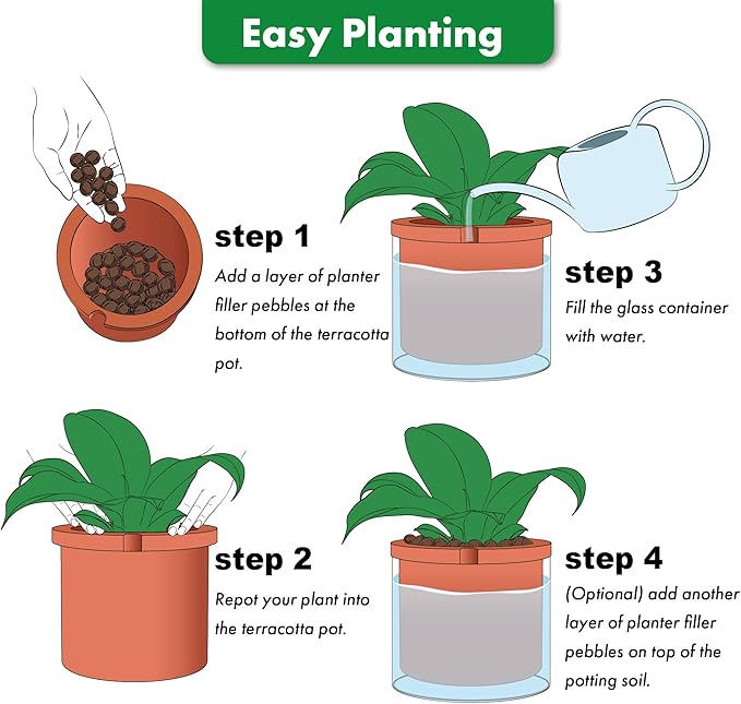 Phoenix Vine 10 Inch Self Watering Planter, Indoor Cylinder Terra Cotta Pot - Image 3