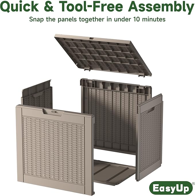 EasyUp 31 Gallon Outdoor Storage Box, Resin Waterproof UV-Resistant Deck Box - Image 7