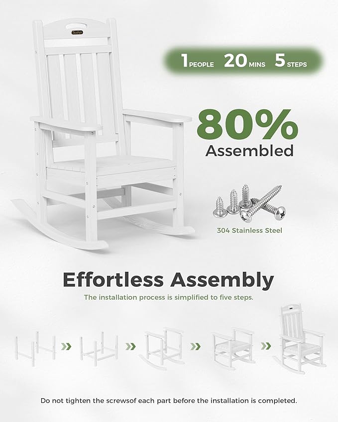 Oversized Outdoor Rocking Chair, High Back Patio Rocking Chair, HDPE All - Image 9