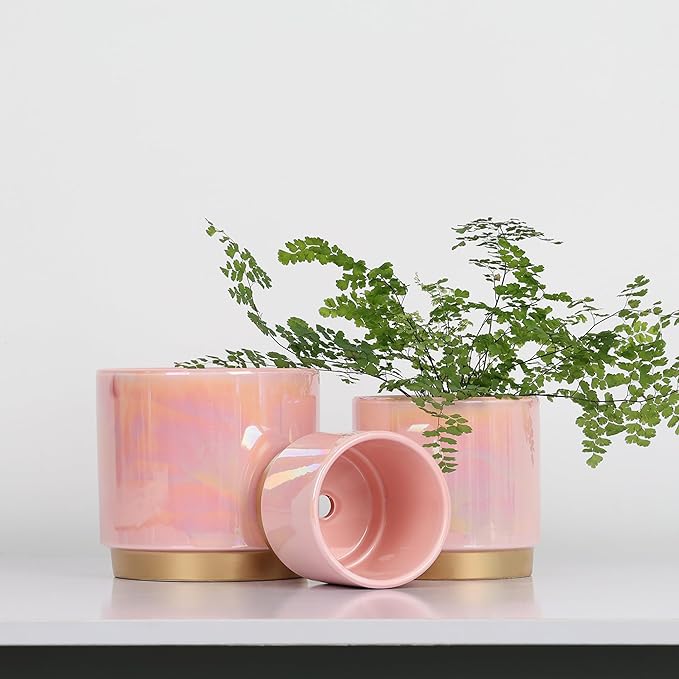 Gepege Pink Indoor Plant Pots for Plants, Ceramic Planter - Image 7