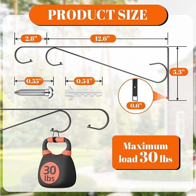 Plant Hangers Outdoor Plant Hooks Heavy Duty Iron Plant Hanger Hook - Image 2