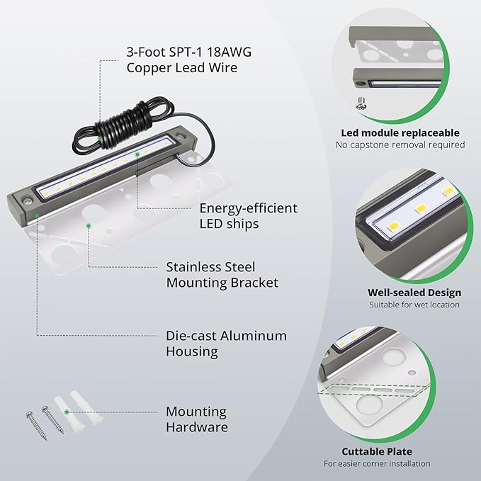 GKOLED 8Pack 6.8 Inch LED Low Voltage Hardscape Lighting, Outdoor Paver Lights - Image 5